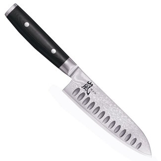 Yaxell Ran Santoku Koksmes 16,5cm met Kuiltjes – 69 Lagen Damaststaal – VG10 Staal – 61 HRC – Canvas-Micarta Heft Yaxell Ran Santoku Koksmes 16,5cm met Kuiltjes – 69 Lagen Damaststaal – VG10 Staal – 61 HRC – Canvas-Micarta Heft
