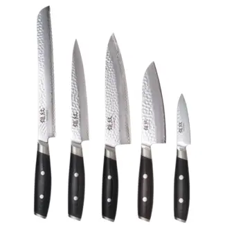 Yaxell Tsuchimon Messenset – 5-delig – 3 Lagen Damaststaal – VG10 Staal – Canvas-Micarta Heft