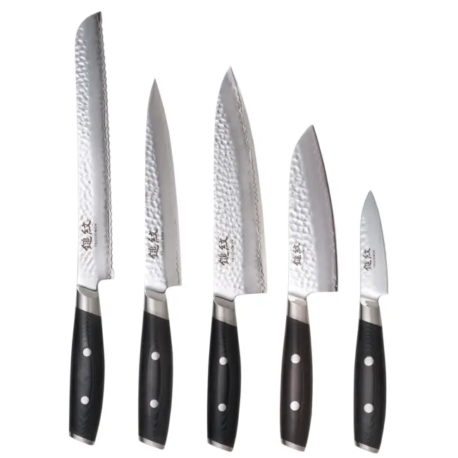 Yaxell Tsuchimon Messenset – 5-delig – 3 Lagen Damaststaal – VG10 Staal – Canvas-Micarta Heft