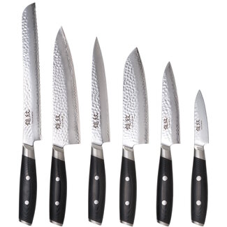 Yaxell Tsuchimon Messenset – 6-delig – 3 Lagen Damaststaal – VG10 Staal – Canvas-Micarta Heft