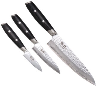 Yaxell Tsuchimon Messenset – 3-delig – Koksmes 20 cm, Universeelmes 12 cm en Schilmes 8 cm – 3 Lagen Damaststaal – VG10 Staal – Canvas-Micarta Heft Yaxell Tsuchimon Messenset – 3-delig – Koksmes 20 cm, Universeelmes 12 cm en Schilmes 8 cm – 3 Lagen Damaststaal – VG10 Staal – Canvas-Micarta Heft