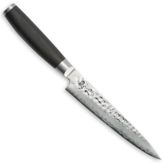 Yaxell Taishi Vleesmes 15 cm – VG-10 Staal – Hardheid 61 HRC – Tsuchime Afwerking – Gehamerd Lemmet – Zwart Pakka Beukenhout Handvat