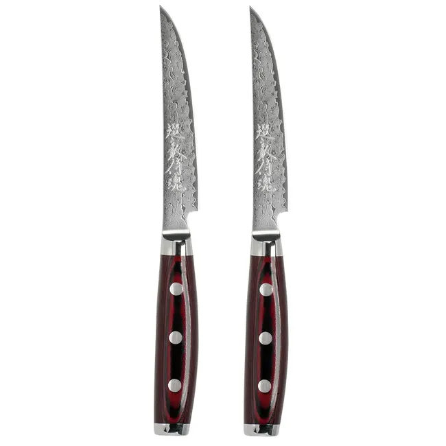 Yaxell Super Gou Steakmessenset 12 cm – 2-delig – 161 Lagen Damaststaal – SG2 Staal – 63 HRC – Canvas-Micarta Heft
