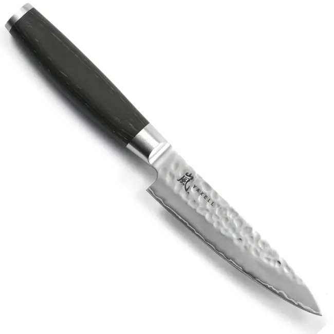 Yaxell Taishi Universeelmes 12 cm – VG-10 Staal – Hardheid 61 HRC – Tsuchime Afwerking – Gehamerd Lemmet – Zwart Pakka Beukenhout Handvat