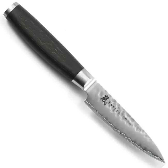 Yaxell Taishi Schilmes 10 cm – VG-10 Staal – Hardheid 61 HRC – Tsuchime Afwerking – Gehamerd Lemmet – Zwart Pakka Beukenhout Handvat