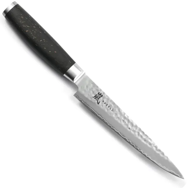Yaxell Taishi Vleesmes 18 cm – VG-10 Staal – Hardheid 61 HRC – Tsuchime Afwerking – Gehamerd Lemmet – Zwart Pakka Beukenhout Handvat