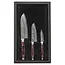 Yaxell Super Gou Messenset – Giftset – 3-delig – Santoku 16,5 cm, Klein Santoku 12,5 cm & Schilmes 8 cm – 161 Lagen Damaststaal – SG2 Staal – 63 HRC – Canvas-Micarta Heft