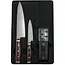 Yaxell Super Gou Messenset – Giftset – 3-delig – Messenslijper, Koksmes 20 cm & Universeelmes 12 cm – 161 Lagen Damaststaal – SG2 Staal – 63 HRC – Canvas-Micarta Heft