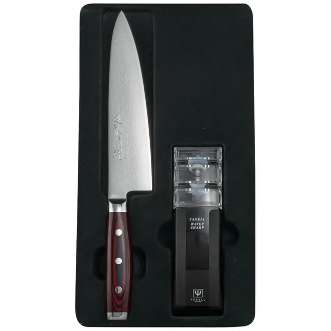 Yaxell Super Gou Messenset – Giftset – 2-delig – Messenslijper & Koksmes 20 cm – 161 Lagen Damaststaal – SG2 Staal – 63 HRC – Canvas-Micarta Heft