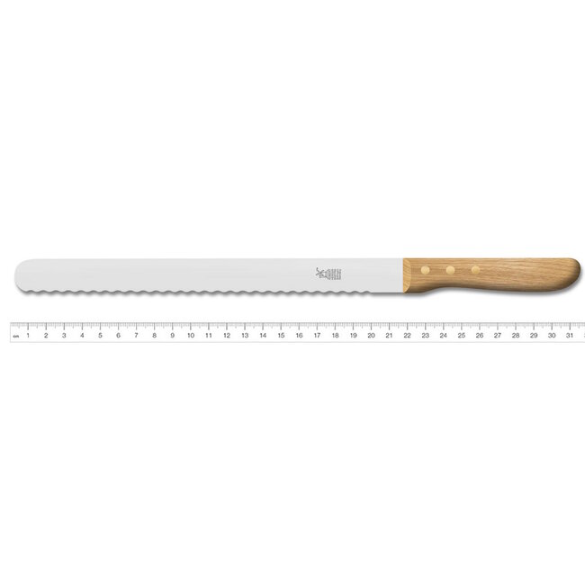 Robert Herder Brisketmes – Broodmes – RVS – met Golf – Lemmet 31,5 cm – Heft Eikenhout