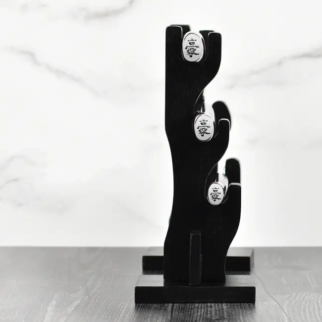 Yaxell Super Gou Ypsilon Messenset – 4-delig – Katana Display met 3 Messen – 193 Lagen Damaststaal – SG2 Staal – 63 HRC – Canvas-Micarta Heft – Japan