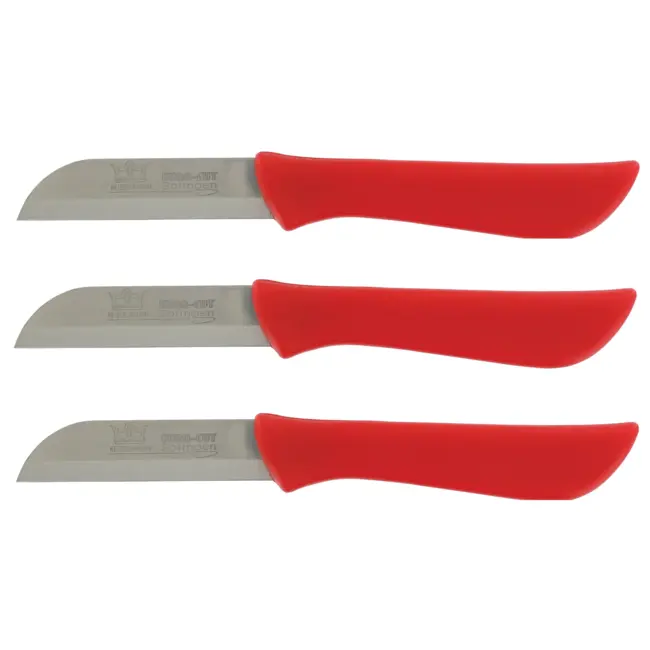 Solingen Schil- en Aardappelmesjes – RVS – 16 cm – Dun Heft – Rood – Set van 3