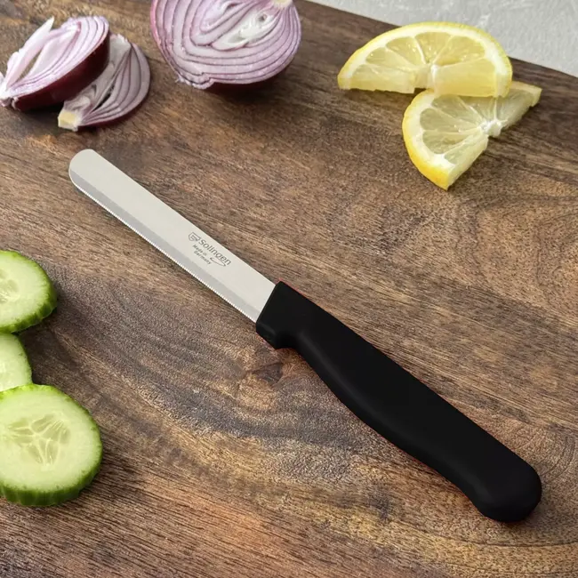 Solingen Allround tafelmes – microkartel – brede smeerkant – roestvrij staal – 21,5 cm – zwart