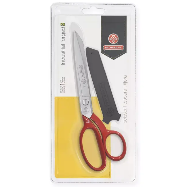 Mundial Professionele Stofschaar 15 cm – RVS – Rood Gelakt met Microvertanding