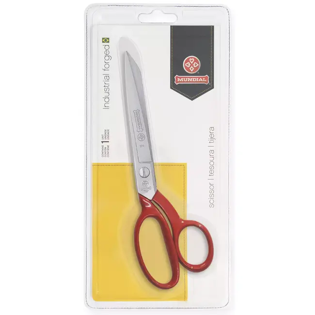 Mundial Professionele Stofschaar met Microvertanding – RVS – Rood Gelakt – 18 cm