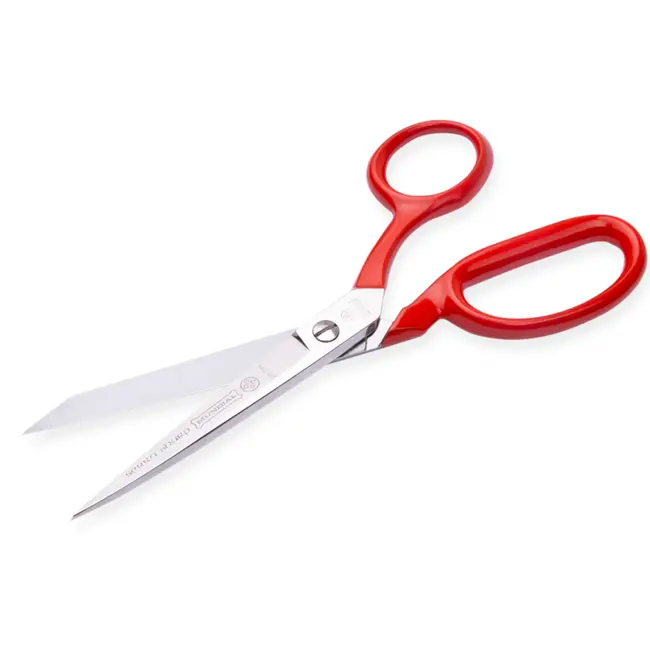 Mundial Professionele Stofschaar met Microvertanding – RVS – Rood Gelakt – 18 cm