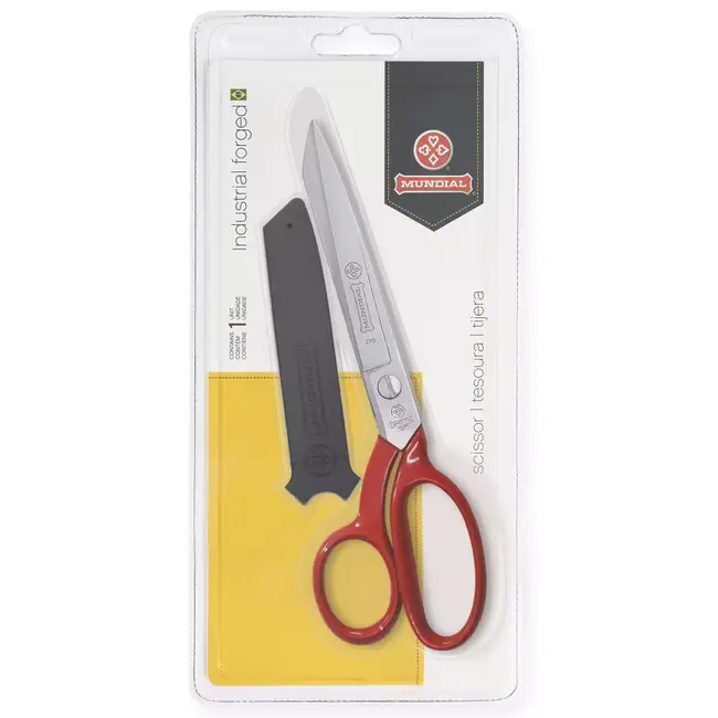 Mundial Professionele Stofschaar – Microvertanding – RVS – Rood – 21 cm – Linkshandig