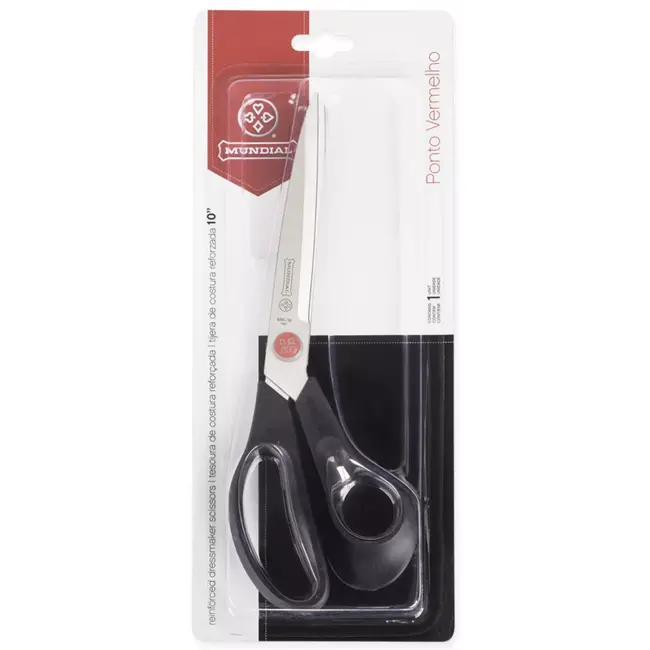 Mundial Versterkte naaischaar – ergonomisch – roestvrij staal – 25,4 cm – zwart