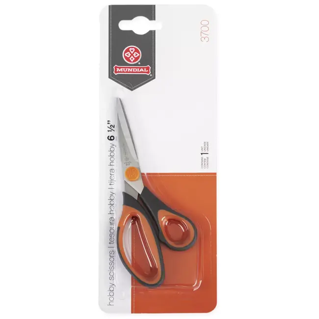 Mundial Hobbyschaar – Soft Touch Handgreep – Roestvrijstalen Bladen – 16,5 cm – Oranje