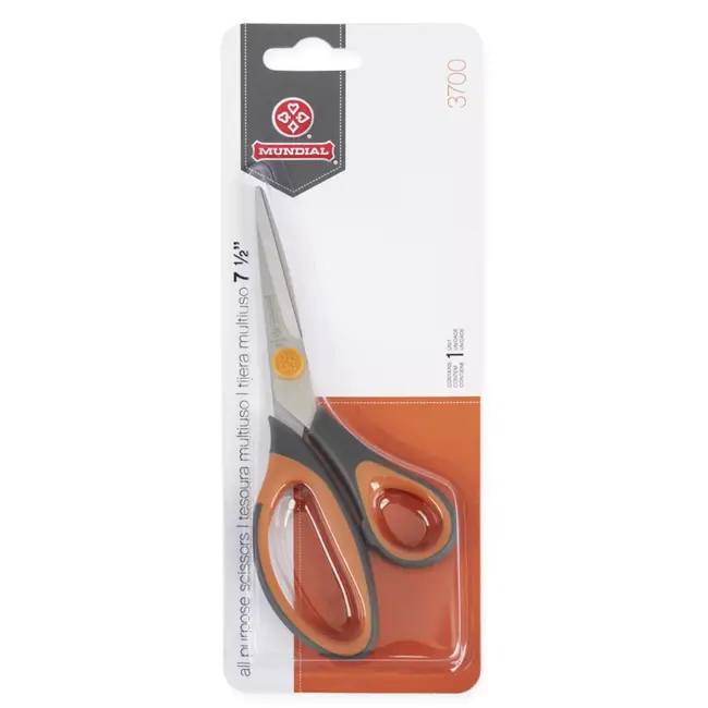 Mundial Allround schaar – 19 cm – ergonomische soft-touch greep – roestvrij staal – oranje