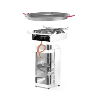HENDI Paella barbecue – roestvrij staal – 7kW – ø800 mm – inclusief gasslang en drukregelaar