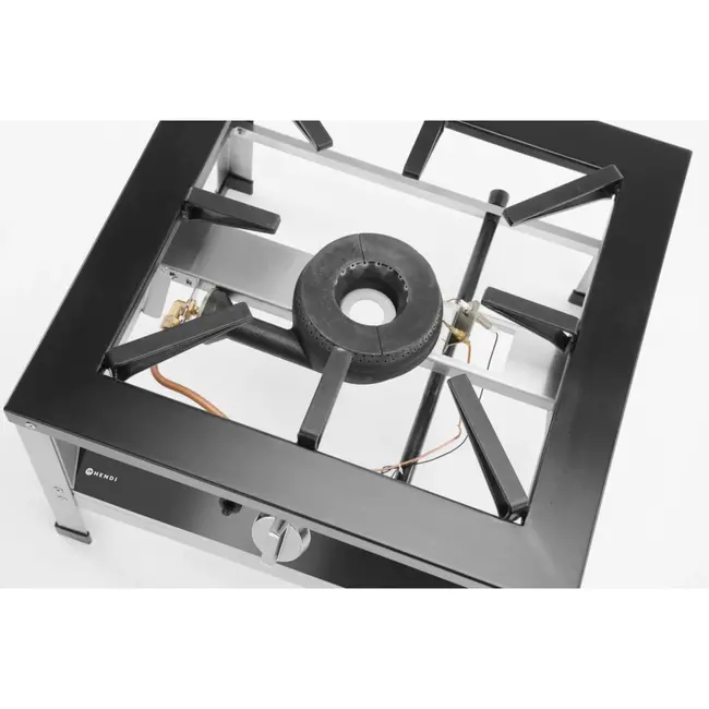 HENDI XL gaskookplaat – extra grote pandrager – roestvast staal – 10,8 kW – 580x650x x(H)400 mm