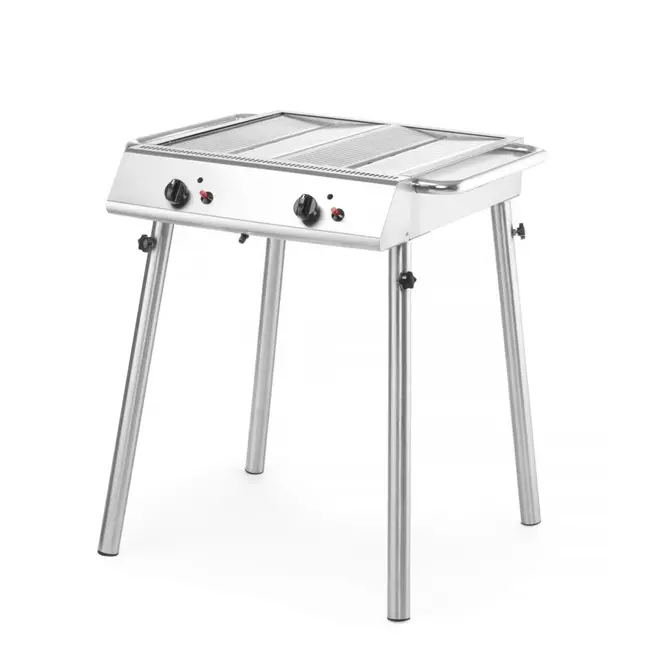 HENDI Krachtige gasgrill – 9,5kW – Compact en draagbaar – 2 onafhankelijke branders – Roestvast staal – 770x710x870 mm