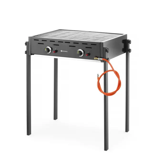 HENDI Roast-Master Pro gasgrill – dubbele branders – zwart – 11,6kW – 790x560x900 mm