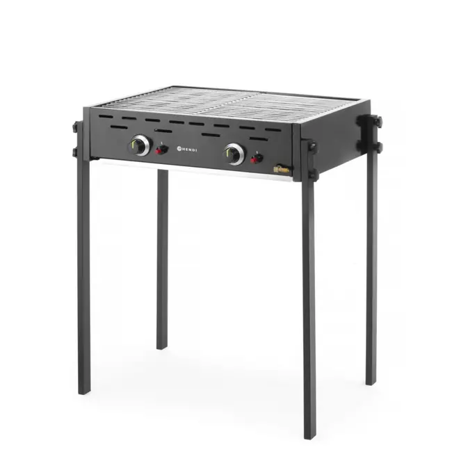 HENDI Roast-Master Pro gasgrill – dubbele branders – zwart – 11,6kW – 790x560x900 mm