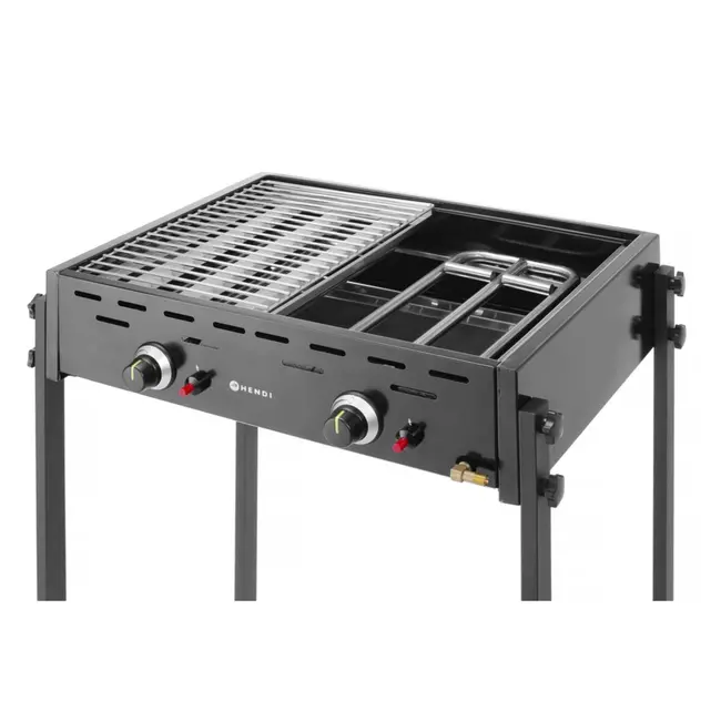 HENDI Roast-Master Pro gasgrill – dubbele branders – zwart – 11,6kW – 790x560x900 mm