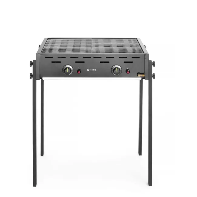 HENDI Roast-Master Pro gasgrill – dubbele branders – zwart – 11,6kW – 790x560x900 mm