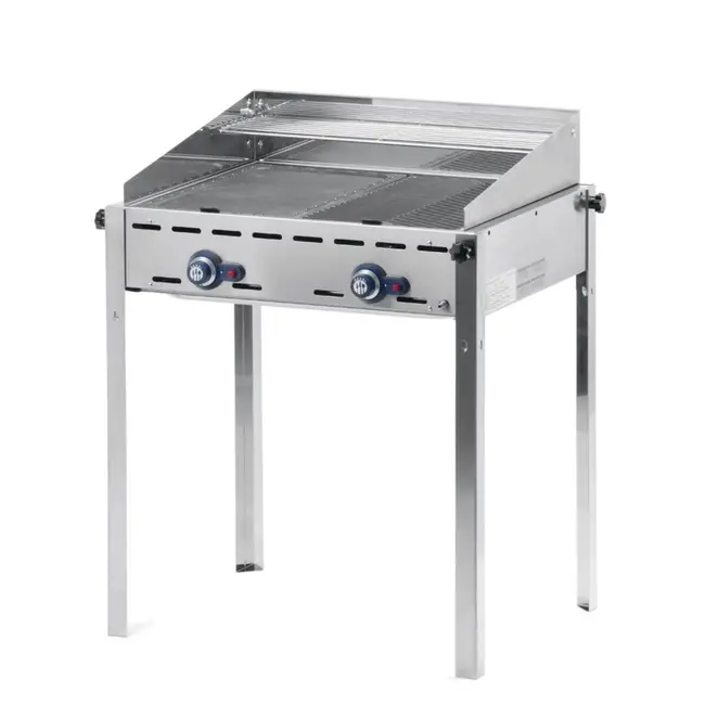 HENDI Green Fire barbecue – 2 branders – geëmailleerde gietijzeren bakplaat – 11,6 kW – 740x615x825 mm