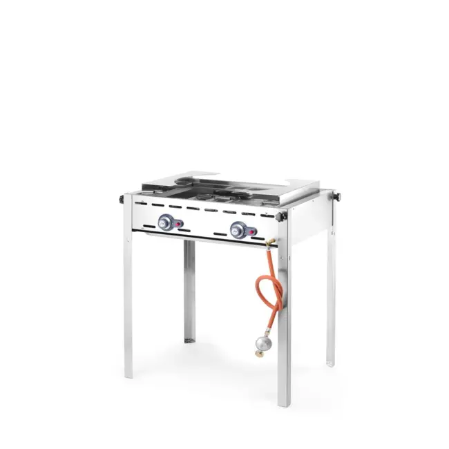 HENDI Green Fire barbecue – 2 branders – geëmailleerde gietijzeren bakplaat – 11,6 kW – 740x615x825 mm