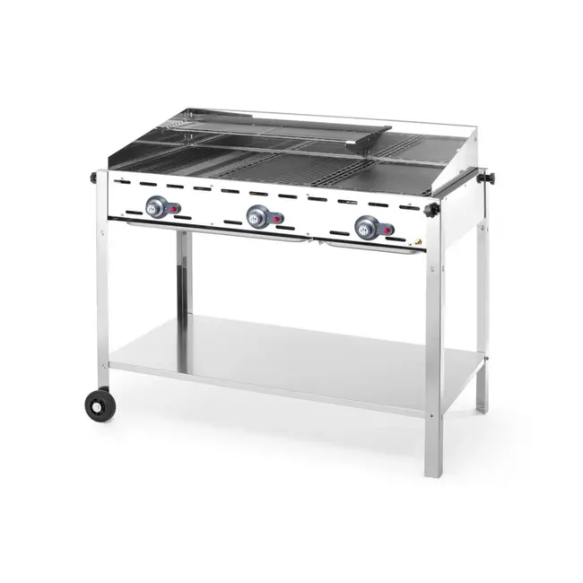 HENDI Green Fire barbecue – 3 branders – 17,4 kW – verbeterde luchtaanvoer – 1078x612x825 mm