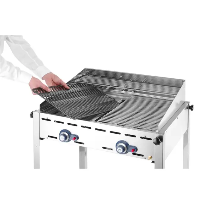 HENDI Windbestendige barbecue – 2 branders – roestvast staal – 11,6kW – 740x612x825 mm