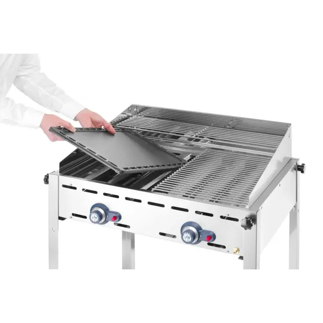 HENDI Windbestendige barbecue – 2 branders – roestvast staal – 11,6kW – 740x612x825 mm