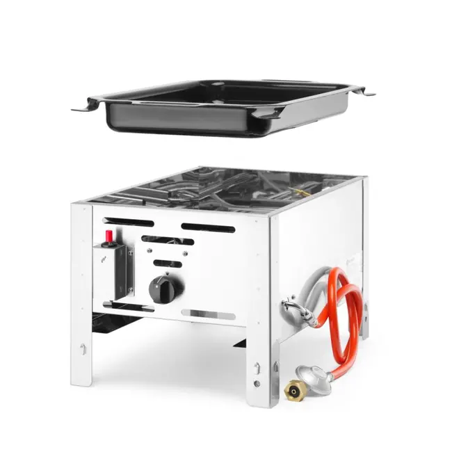 HENDI Compacte gasbarbecue – 5,8 kW – roestvast staal – 340x540x300 mm