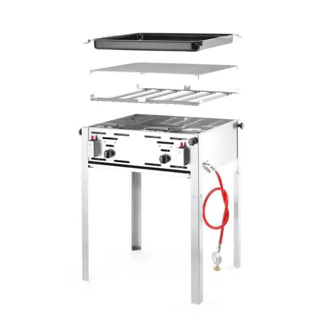 HENDI Grill-Master Maxi – Krachtige barbecue – 11,6kW – 650x540x840 mm – Inclusief gasslang en drukregelaar