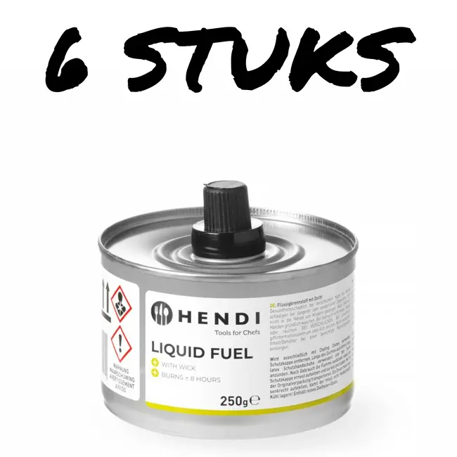 HENDI Vloeibare brandstof met lont – roet- en geurvrij – brandduur ± 4 uur – 6 stuks