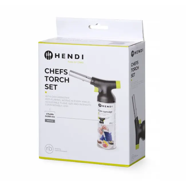 HENDI Koksbrander set – ergonomisch design – piëzo-ontsteking – verstelbare vlam – 175x68x x(H)260mm