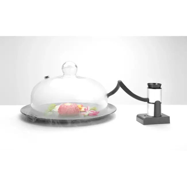 HENDI Glazen serveerstolp met ventilatieopening – Ø260x(H)174mm – Borosilicaatglas