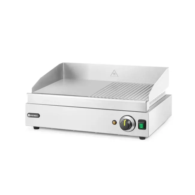 HENDI Bakplaat half geribbeld – Profi Line – 230V/2400W – 550x435x245 mm – roestvast staal