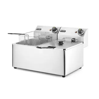 HENDI Dubbele friteuse – 2x8x L – roestvrij staal – 7000W – koude zone – uitneembare vetpan