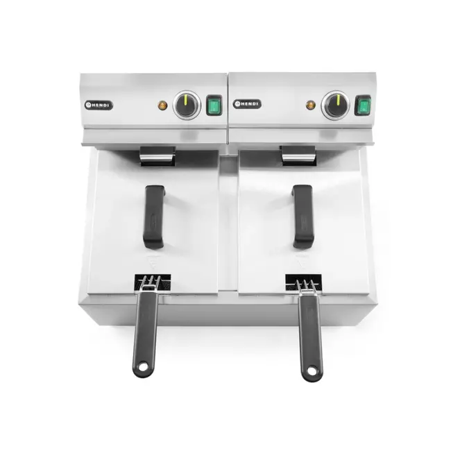 HENDI Dubbele friteuse – 2x8x L – roestvrij staal – koude zone – 7000W