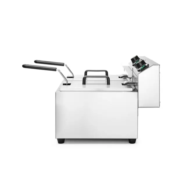 HENDI Dubbele friteuse – 2x8x L – roestvrij staal – koude zone – 7000W