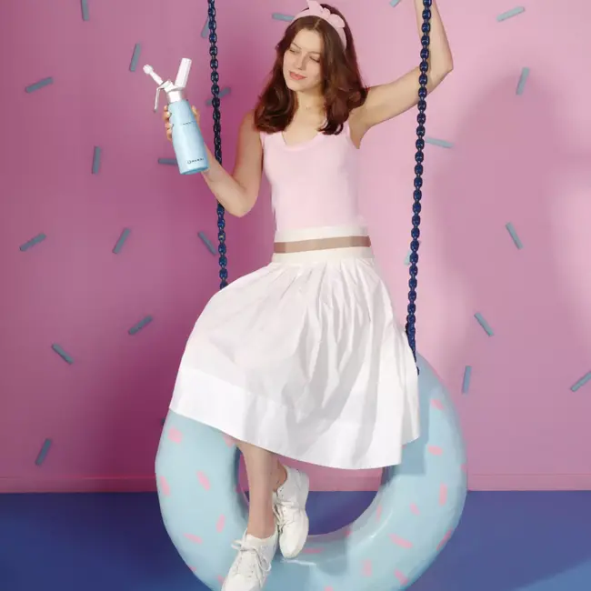 HENDI Slagroomapparaat – 0,5L – Pastelblauw – Inclusief mondstukken en reinigingsborstel