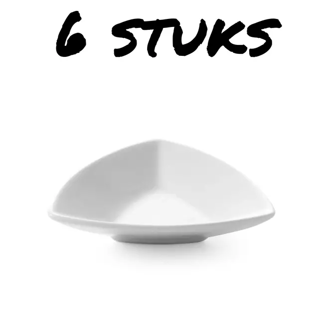 HENDI Tapasschaaltjes – Triangolo – Porselein – Stoot- en slijtvast – 100x100x25 mm – Set van 6