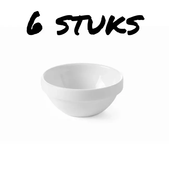 HENDI Tapasschaaltjes – Porselein – Stoot- en slijtvast – Set van 6 – Ø75x(H)30mm