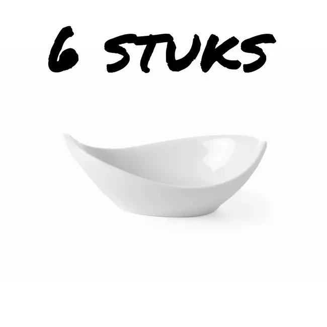 HENDI Tapasschaaltjes – Porselein – Stoot- en slijtvast – 6 stuks – 90x50x20 mm