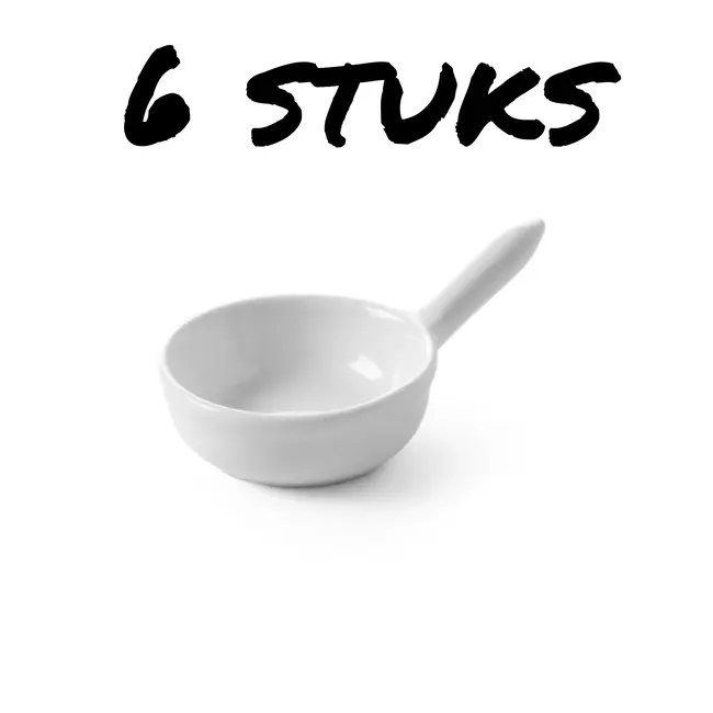 HENDI Tapasschaaltjes – Porselein – Stoot- en slijtvast – Set van 6 – Ø60x(H)25mm